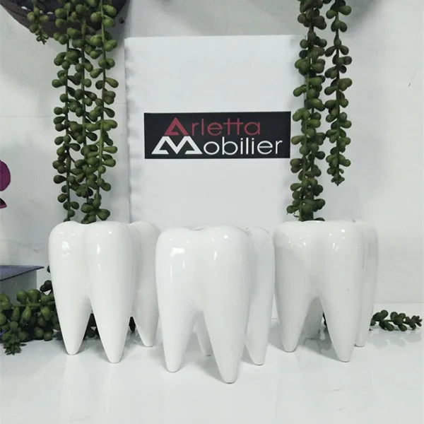 new arrival handmade teeth flower ceramic pot for desktop decor