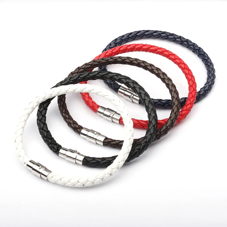 Wholesale jewelry handmade woven magnetic buckle leather bracelet