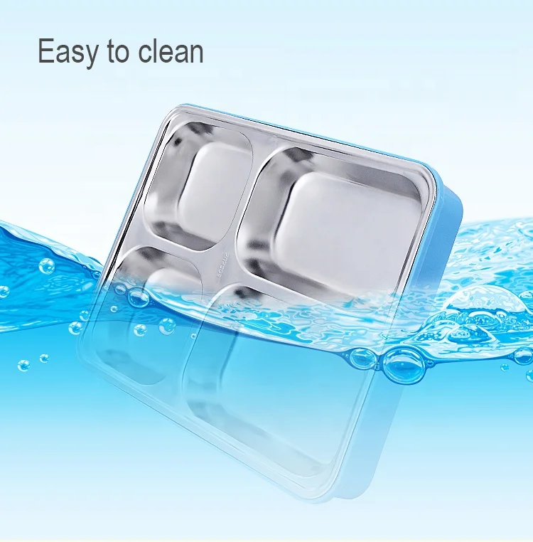 Food Carrier Box Four- Compartment Lunch Box Tiffin Carrier Rectangle High Quality Stainless Steel Storage Boxes & Bins Modern
