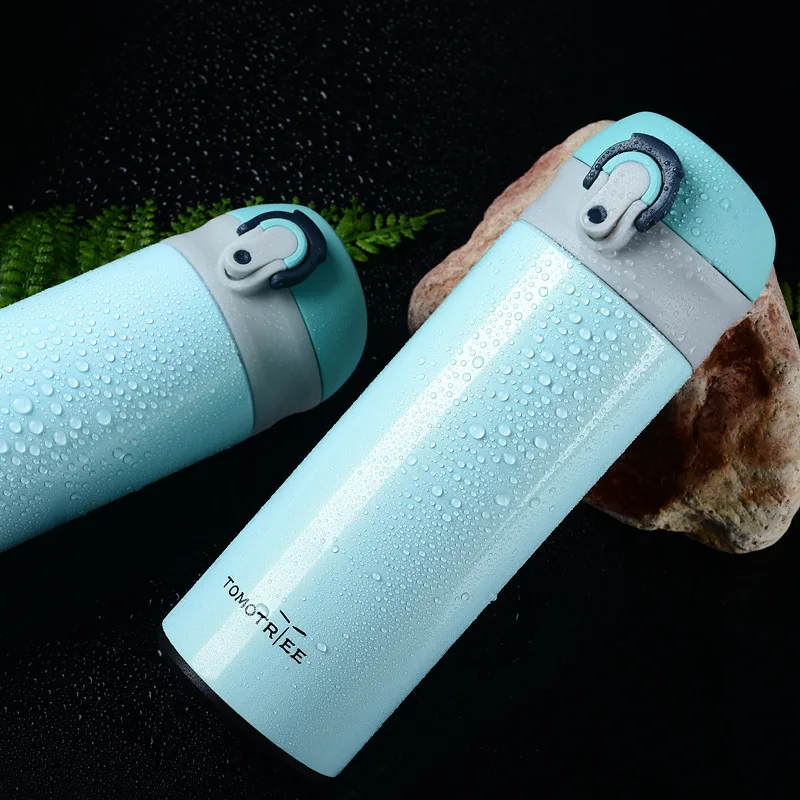 Wholesale Colorful Vacuum Coffee Flask Double Wall Insulated Water Bottle With Click Lid