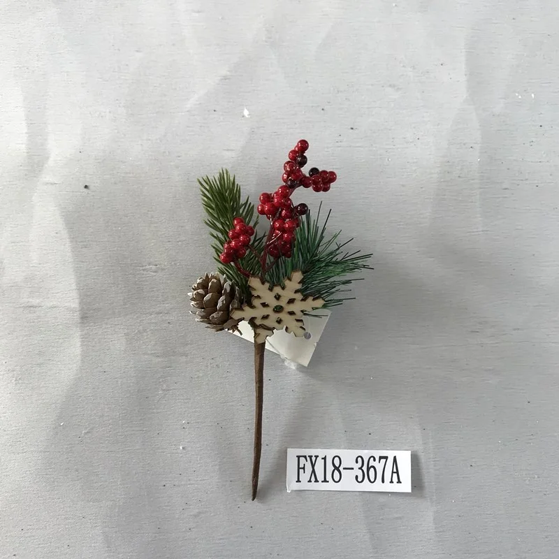artificial Christmas berry picks with pine cone