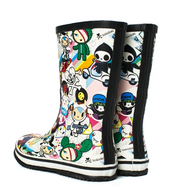 Hot selling Hot Sale Korean fashion graffiti cartoon rain shoes for sext ladies waterproof antislip rubber boots