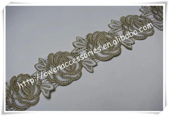 free sample, customized design 7cm Gold Lace Trim for Dress