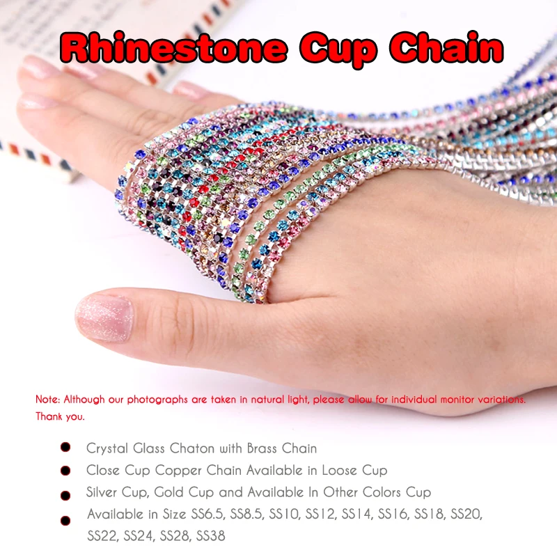 Hot Sale Sew On Close Claw Embellishment Crystal AB Rhinestone Cup Chain for Clothing Accessories, G0202