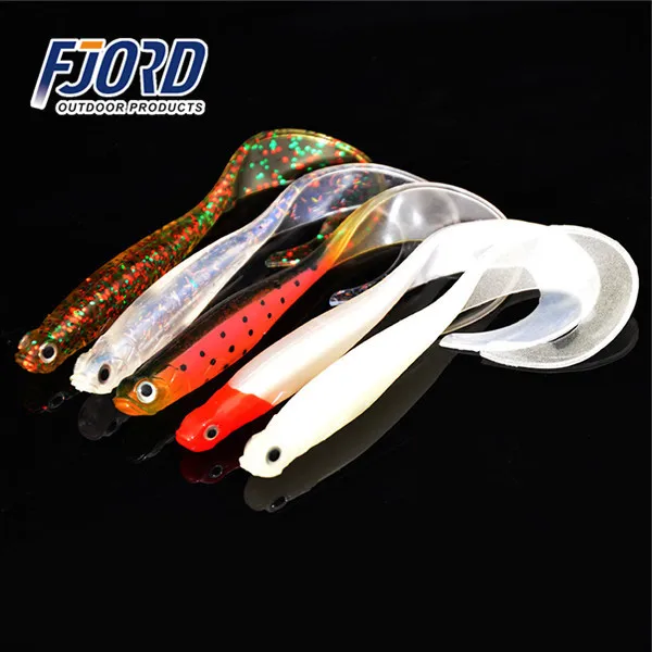 FJORD Wholesale high quality 105mm 6.5g  long tail hollow silicone plastic soft bait for freshwater