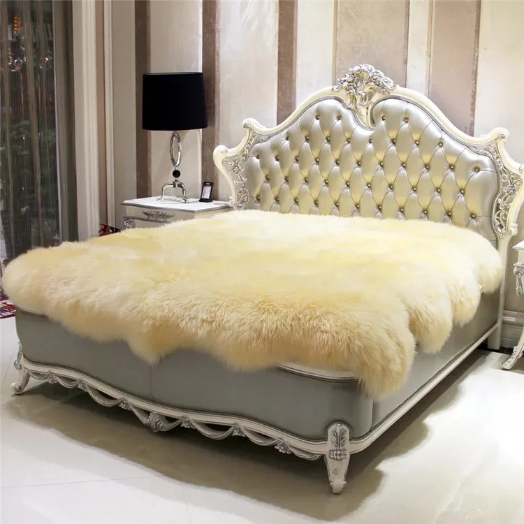 Luxury Sheepskin Lambskin Natural Long Wool Bedroom Sheepskin blankets