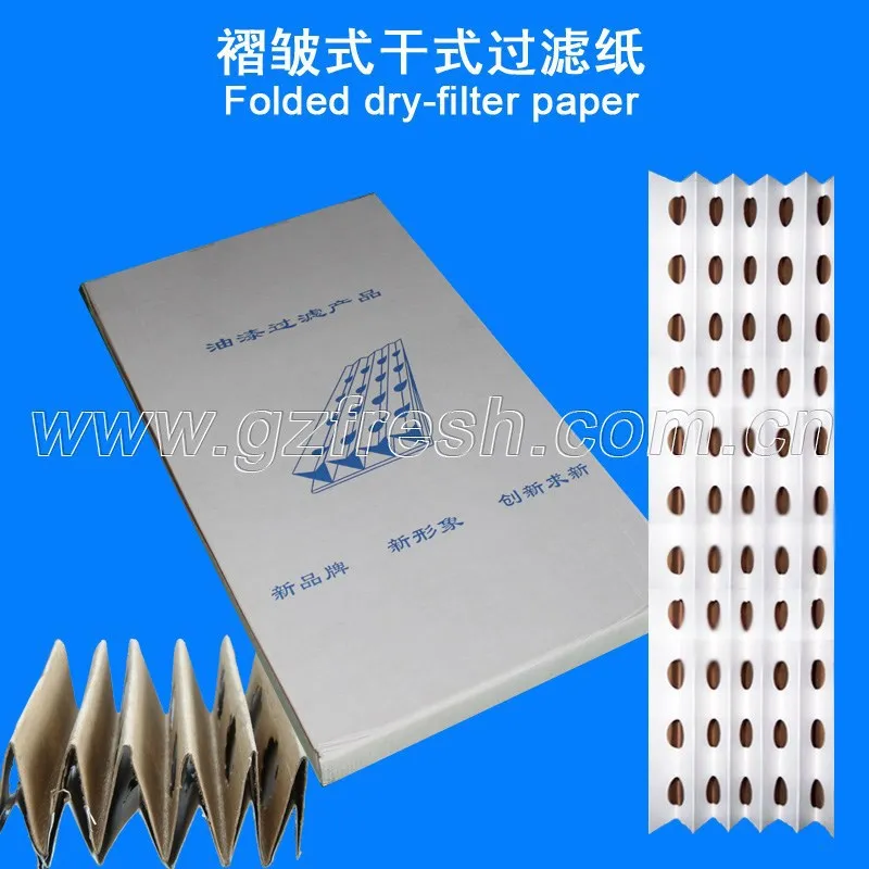 Folded dry-type painting filter paper used in spray booth