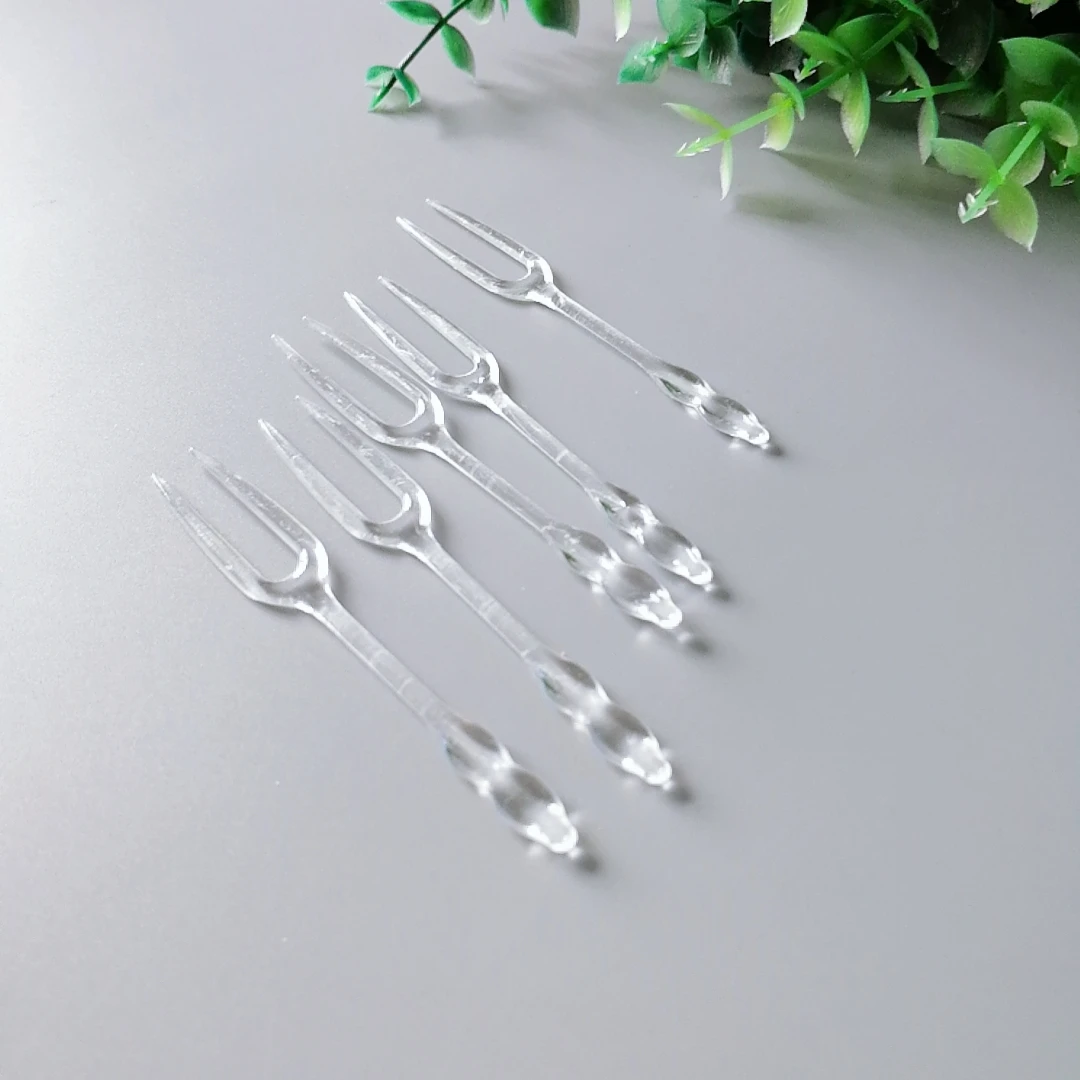 plastic disposable fork for fruits disposable mini  birthday cake forks  small plastic fork