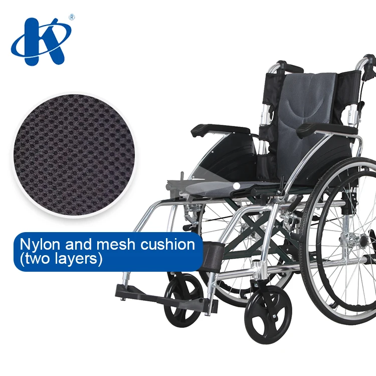 KY869LAJ foldable backrest fixed footrest nylon and mesh cushion Wheel chair Aluminum Light Weight Manual Wheelchair