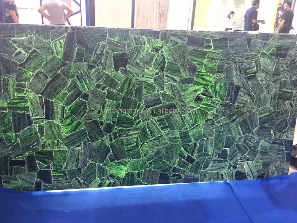 Crystal green gem stone, Green Semi Precious Stone Tile Green Gemstone agate