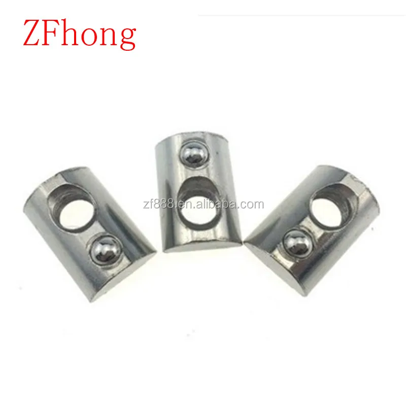 100pcs  M3 M4 M5 M6  Roll in Spring T nut with Ball for Aluminum Extrusion with Profile 20 Series Aluminum Profile