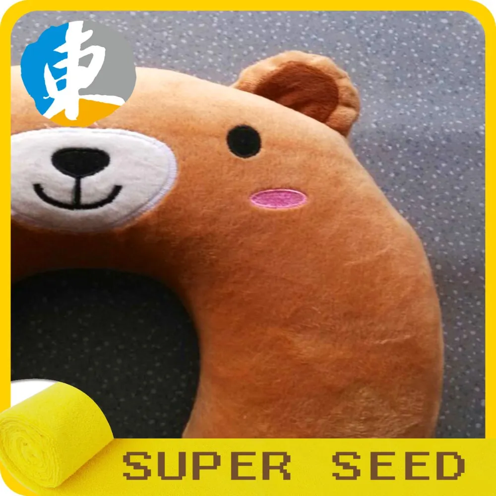 Plush bear neck travel pillow for U shape memory foam