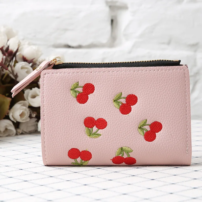 2019 New Style Hot-selling PU Leather Wallet For Women Fashional Lady Purse Cherry design