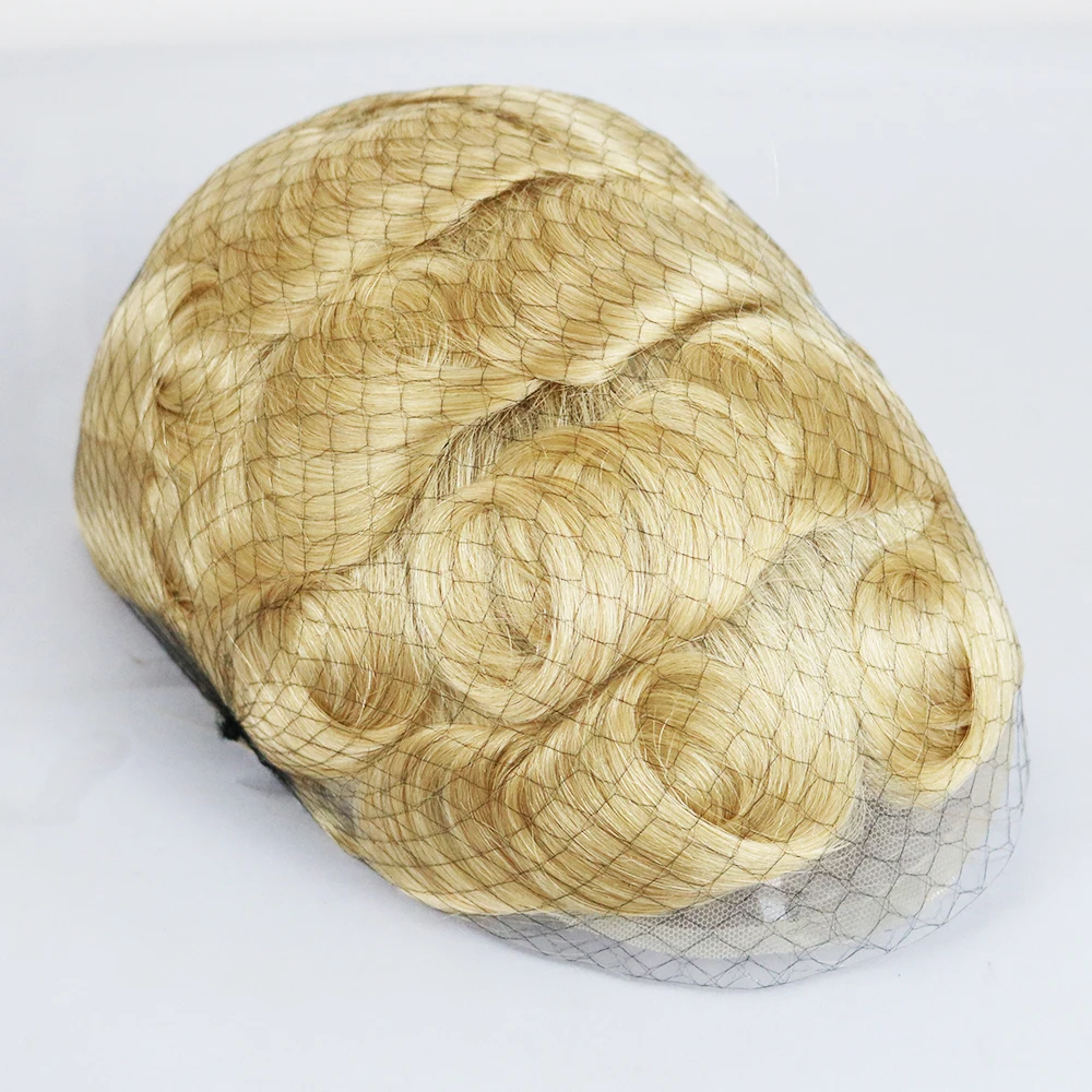 Мужской парик из человеческих волос для мужчин 10x8 дюймов швейцарская кружевная сменная система волос швейцарская кружевная основа #613 блонд