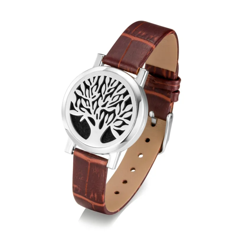 Aromatherapy locket for jewelry bracelets Essential oil diffuser women leather bangle watch