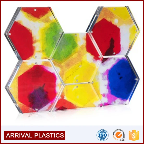 Promotional Gift Hexagon Magnetic Acrylic Picture Photo Blocks Frame Clear Acrylic Magnetic Photo Frame