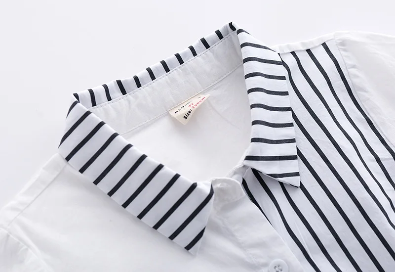 
New Product Distributor Wanted Boys Chinese Collar Stripe Long-sleeved Cotton Irregular Tailoring Shirt 