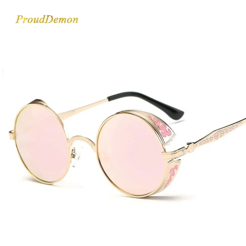 W8094 Men Women Fashion Glasses Brand Designer Retro Vintage UV400 Glasses Round Metal Steampunk Sunglasses
