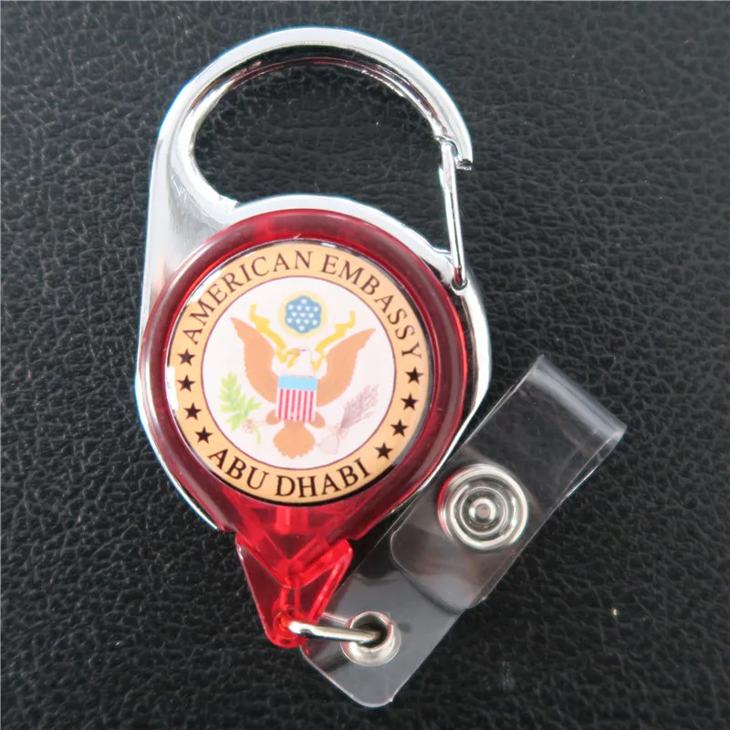 Retractable Carabiner Badge Reel With Metal Frame Badge Reel