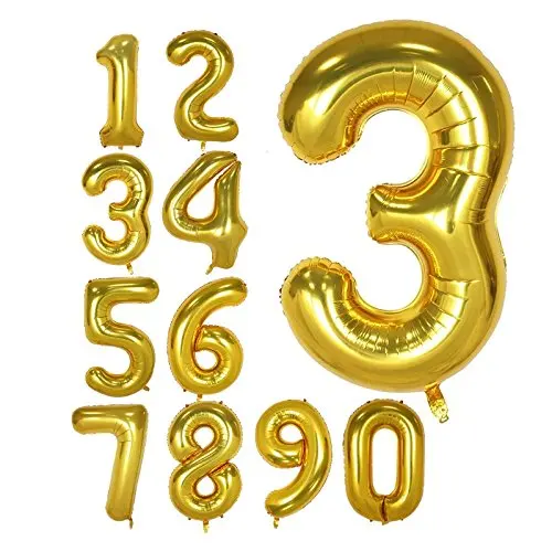 
TF 40 Inch Gold Foil Balloons Number 0-9 Letter Foil Balloons Party Decoration Helium Happy Birthday Balloon Huge Size 