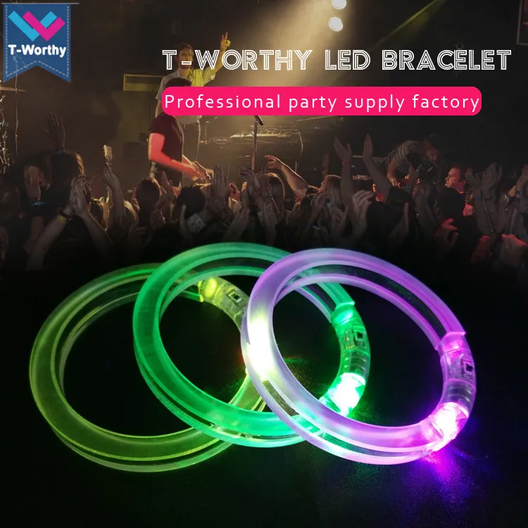 T-Worthy Promotional Gifts Laser Engrave LED acrylic Lighting Bracelet for Music Concert