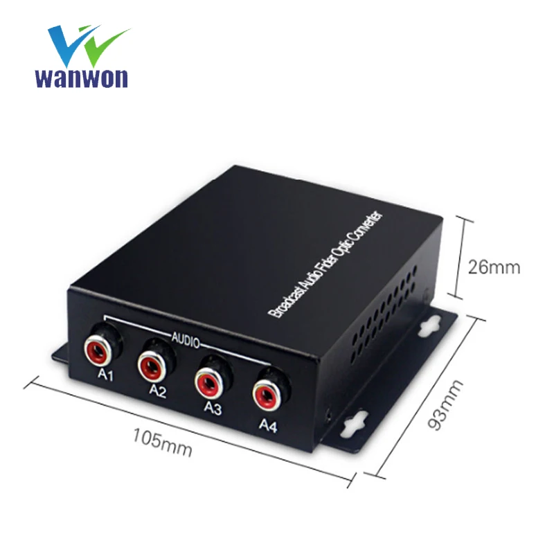 4 Audio Over FC Fiber optic Extender Converters for Broadcast system (Tx/Rx) Kit