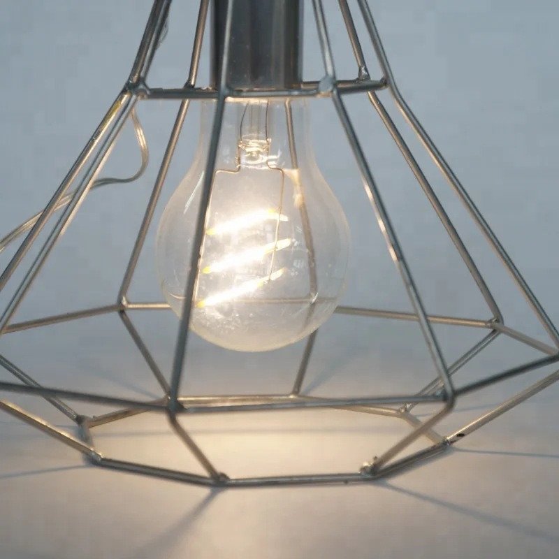 Battery Operated Vintage Decorative Cage LED Pendant Light
