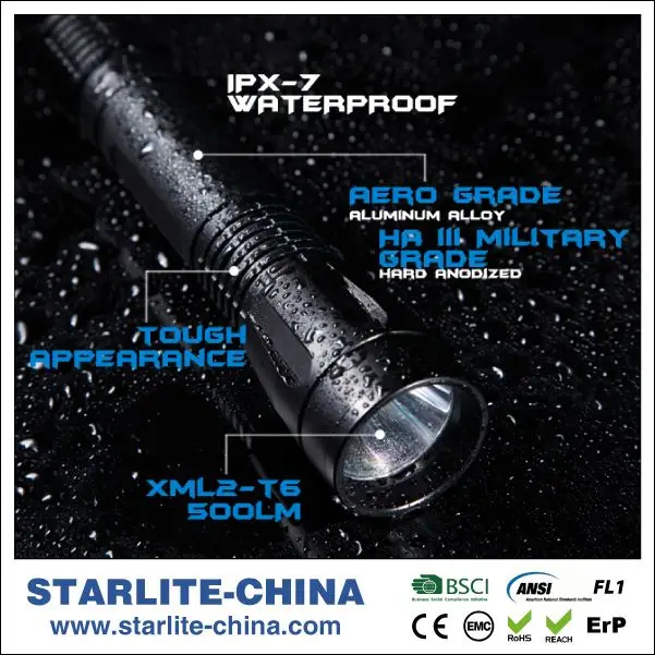 STARLITE высококачественный IPX7 авиационный алюминиевый фонарик 1101