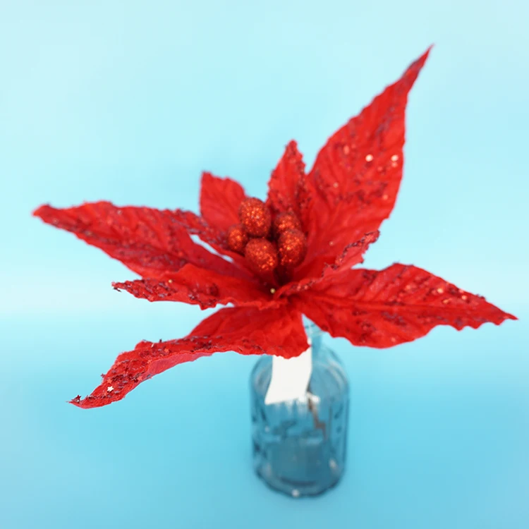 christmas decoration christmas flower ornaments wholesale artificial poinsettia flowers