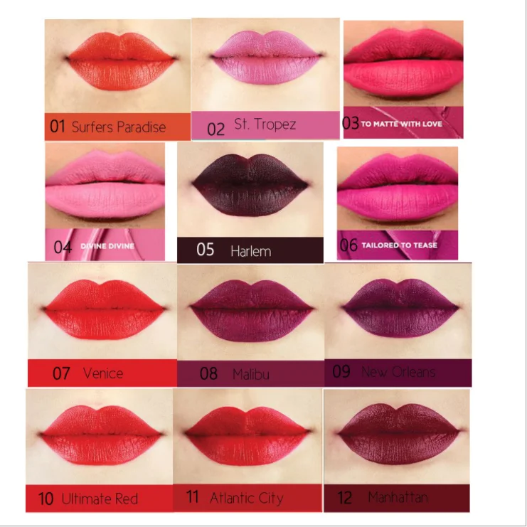 ОЦК небольшое минимальное кол-во в заказе естественная Губная помада 12 видов цветов, Длительное Действие, матовые женские ботинки губная помада изготовленным на заказ логосом небольшой объем минимального заказа