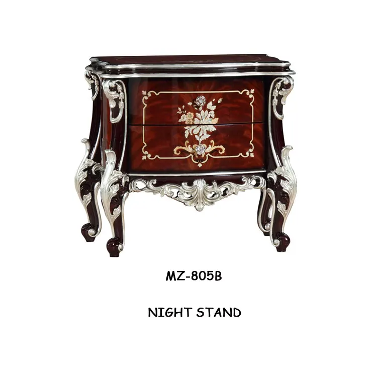 2022 new design Luxury classic French bedroom furniture set wooden king size bed with drawers