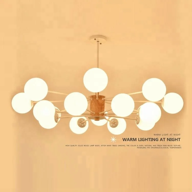 High Quality Black Iron Magic Bean Pendant Lamps White Bubble Glass Ball Bubble Chandelier for Wholesale