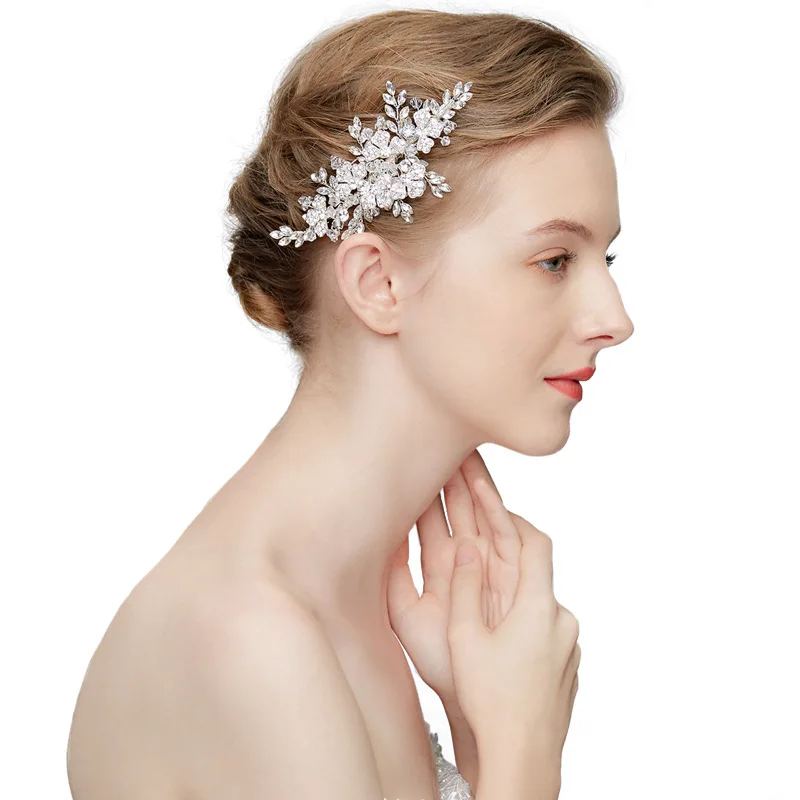 Модная свадебная Цветочная шпилька для волос принцесса свадебный Хрустальный головной убор гребень для волос для девочки