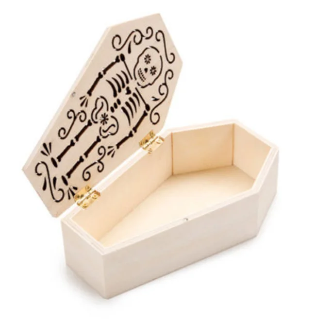 
Decorative Unfinished Wood Coffin box For Halloween Parties 