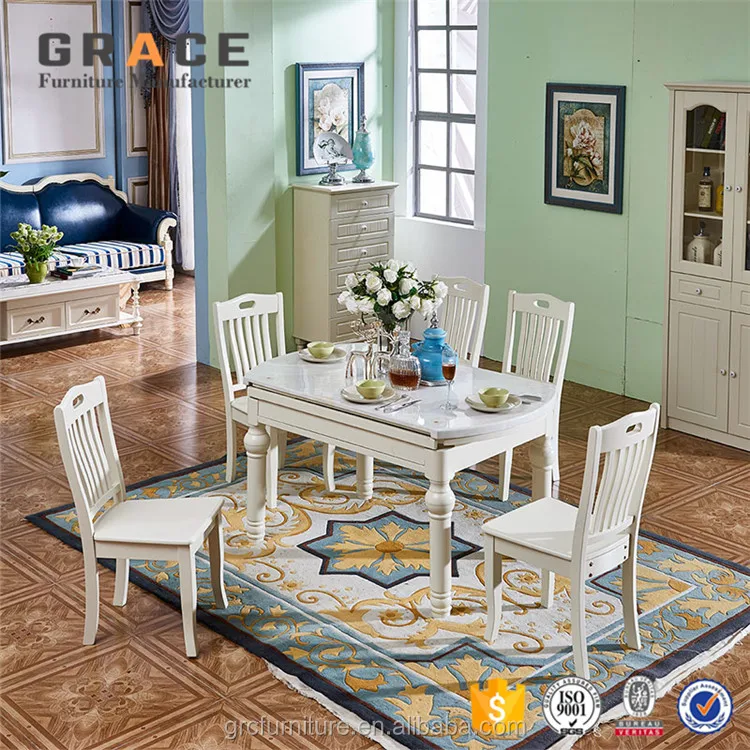 Z6701 extendable marble round dining set modern table and chair