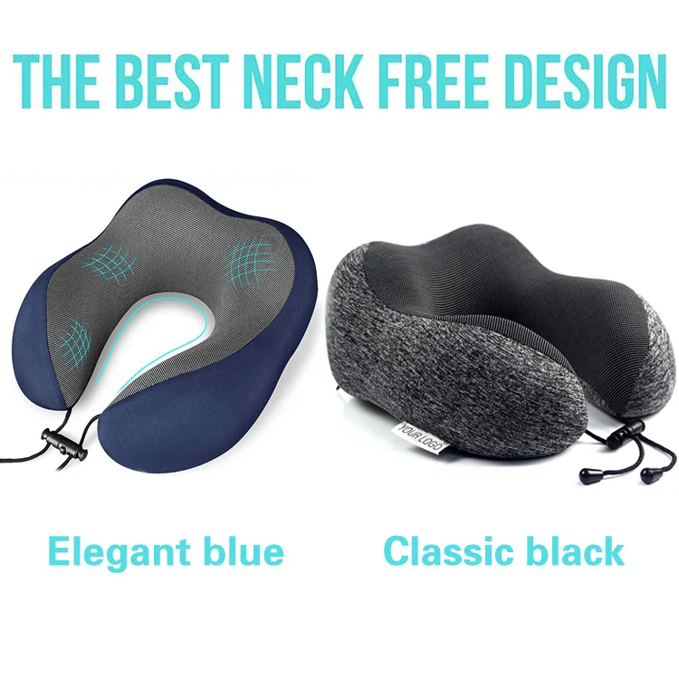U shape airplane folding travel support with eye mask customize memory foam neck travel pillow