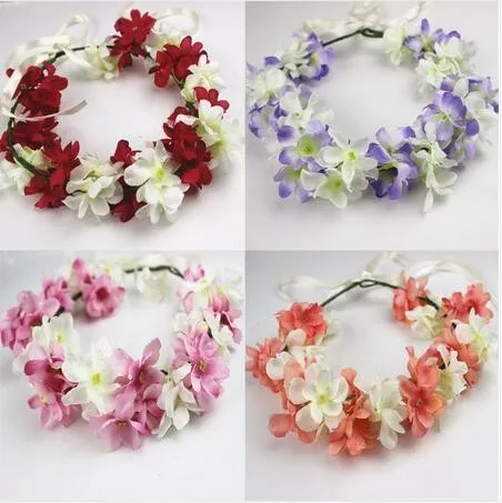 
Bohemian Style Bridal Bridesmaid Hair band Flower Crown Wreath Forehead Headband Beach Accessories Wedding Garland 
