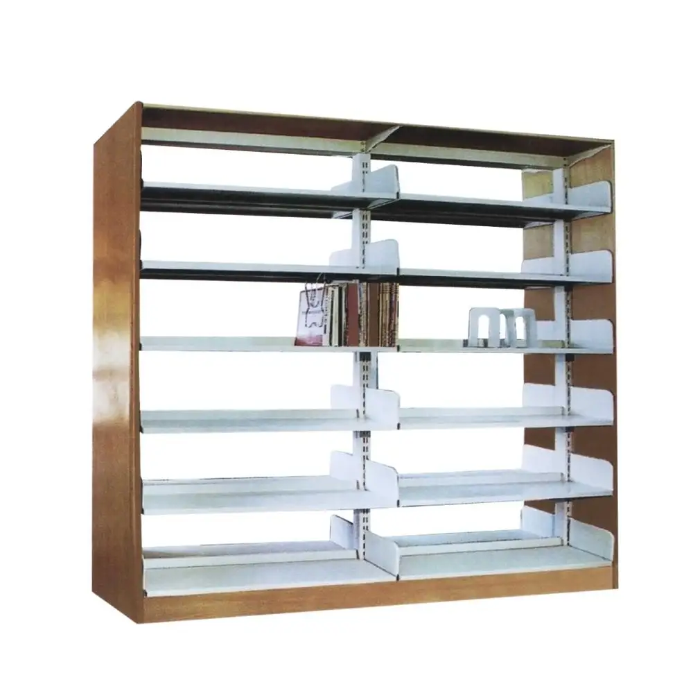 Wholesale factory price Solid wooden stand column wrought iron library bookshelf sale