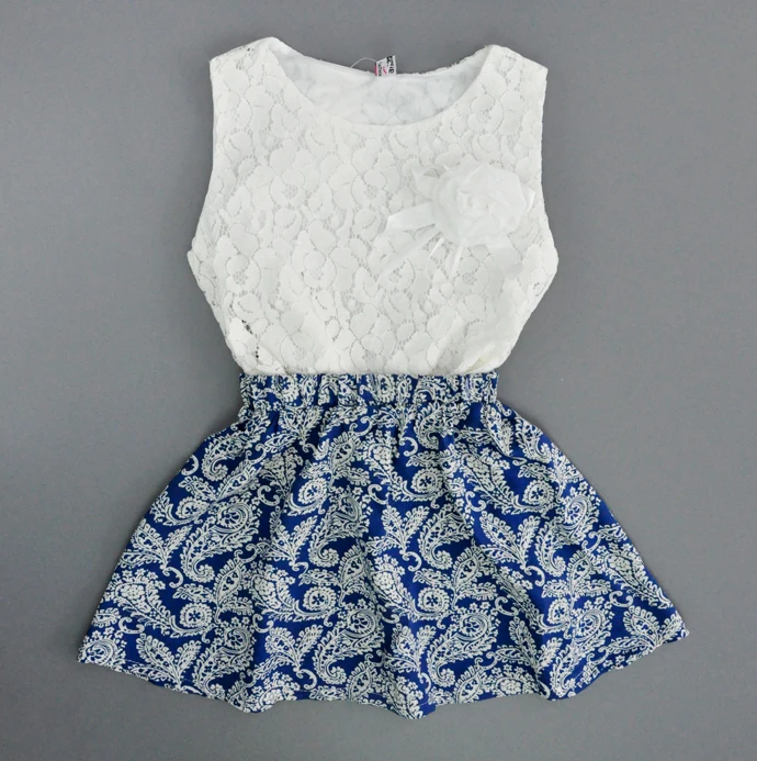 2015 new children clothing sets flower vintage summer kids clothes white toddler girl clothing roupas infantis