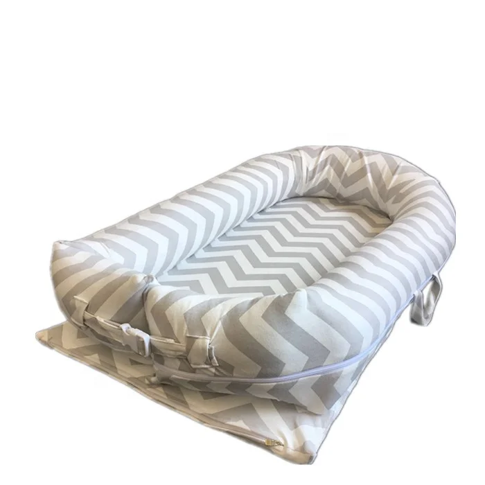 Nest Bed Organic Babynest Pink and Gray Co Sleep Nest Newborn Boy Crib Pod Newborn Baby Girl Bed Cocoon Snuggle Bed Baby  Lounge