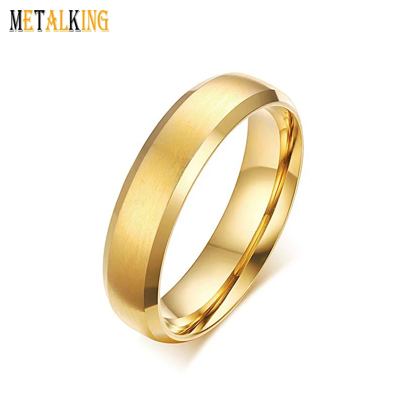 Classic Titanium Ring Gold Plated 6mm Wedding Ring Matte Finished For Men