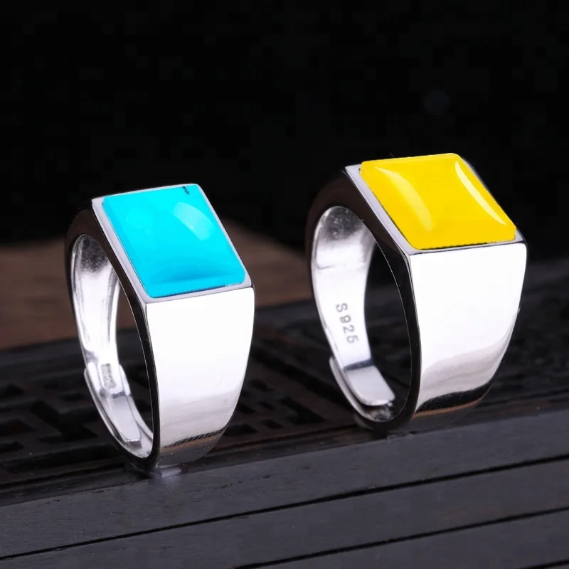 925 Sterling Silver Adjustable Ring Blank For Inlay Jewelry Making Women Square Smooth Empty Rings Base Tray DIY Accessories