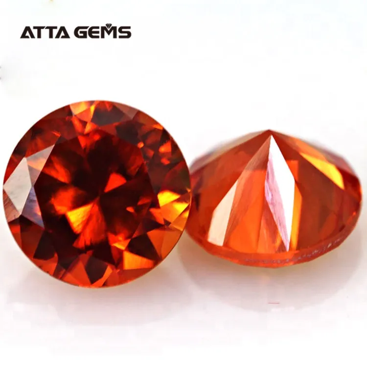 created orange sapphire #55  Round brilliant cut synthetic corundum