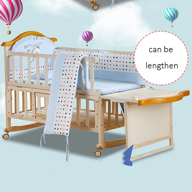 European style solid wooden baby crib/Handmade baby crib