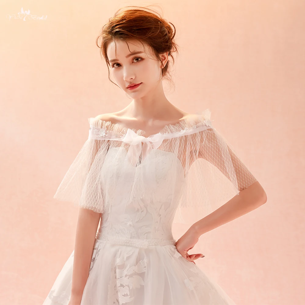 
LZP286 Real Pictures Yiaibridal Wedding Accessories Off Shoulder Short Bridal Bolero Woman Ivory Wedding Shawl 