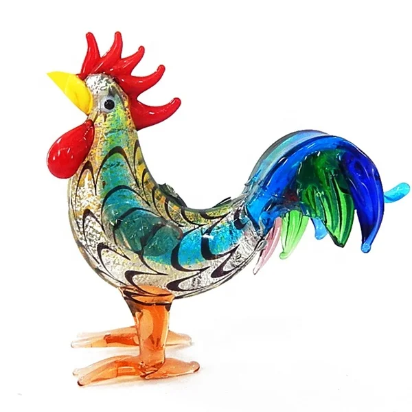 Lampworking glass blowing decorative rooster figurine