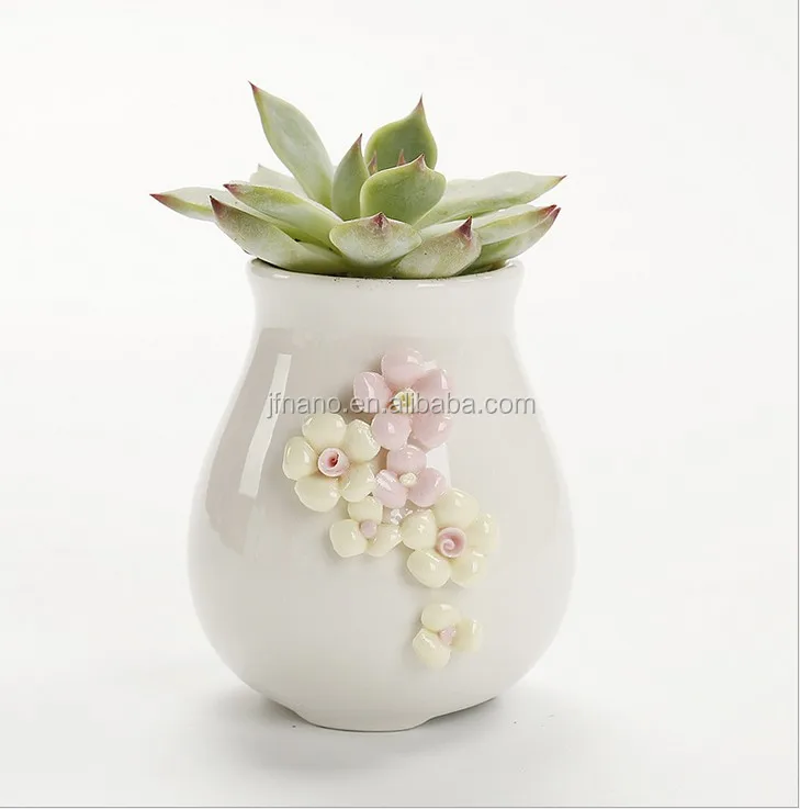 Creative hand pinching flowers small white ceramic flower pots