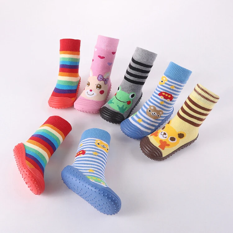 New Arrival Wholesale Custom Cute Baby Anti-slip Soft Rubber  Prewalker Shoe Socks