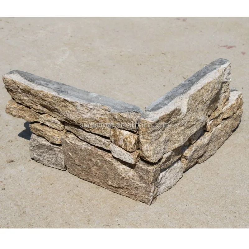 Sesame yellow sandstone cement backed stone panel natural stone wall cladding