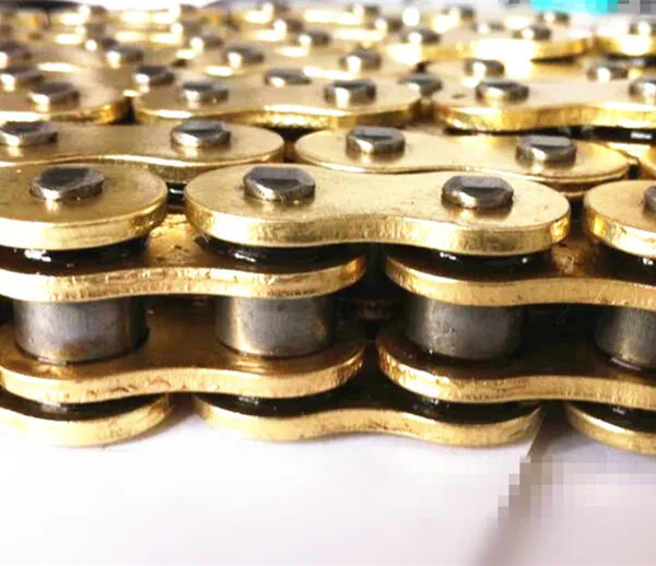South Africa motorcycle spare parts 428H-132L gold colored O-ring motorcycle chain for racing